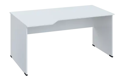 EZL 18 - 164 stůl kancelářský, rohový, levý, dřevěná podnož, deska 18 mm, široký 1600 mm, bílá